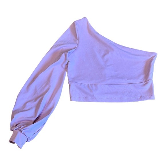 Susana Monaco One Shoulder Long Sleeve Crop Top in Petal Pink (XL) - Picture 4 of 11